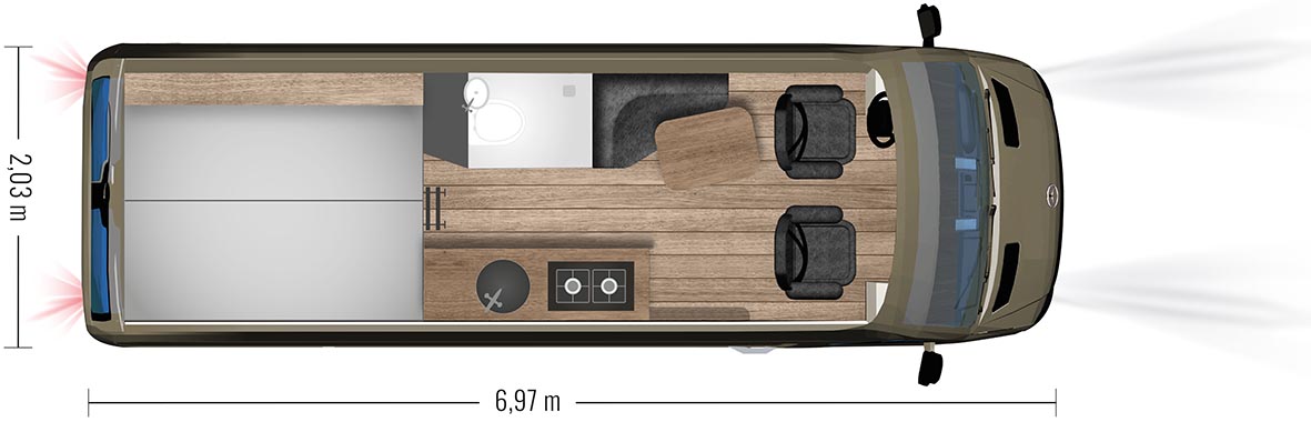 Grundriss Rhön Camp "The Savage 4x4" zu mieten bei AllRoad